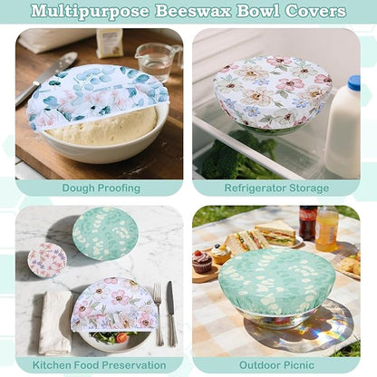 5-Size Reusable Beeswax Bowl Covers for Bread Proofing, Cotton Cloth Flexible Beeswax Wraps for Sourdough Bread Cover and Food Storage - Image 5