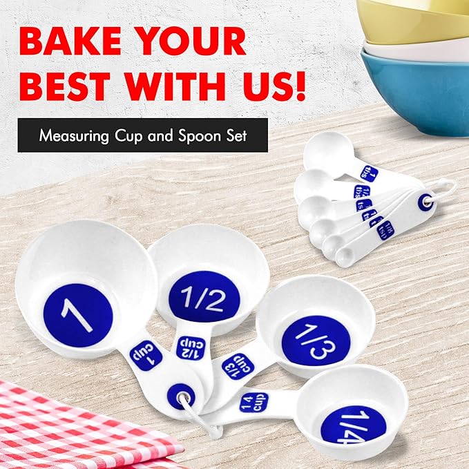 Chef Craft Easy to Read Plastic Measuring Cup Set, 10 Piece, white - Image 2