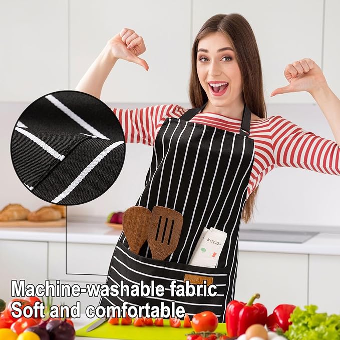 BeLuyi Adjustable Bib Apron with 2 Pockets Chef Cooking Kitchen Restaurant Aprons for Women Men - Image 5