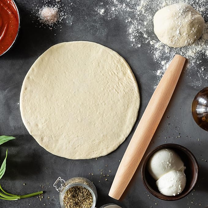 French Rolling Pin for Baking - Tuyotue 11.8 Inches Beech Wood Tapered Rolling Pin Dough Roller for Pizza Dough, Pie Crust Cookie Fondant Dumpling - Image 4