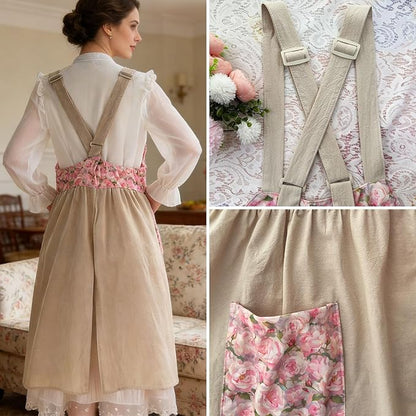 Uaussi Cotton Linen Apron Cross Back Work Apron for Women with Pockets Pinafore Dress X Cross Halter Apron for Chef Gardening - Image 3
