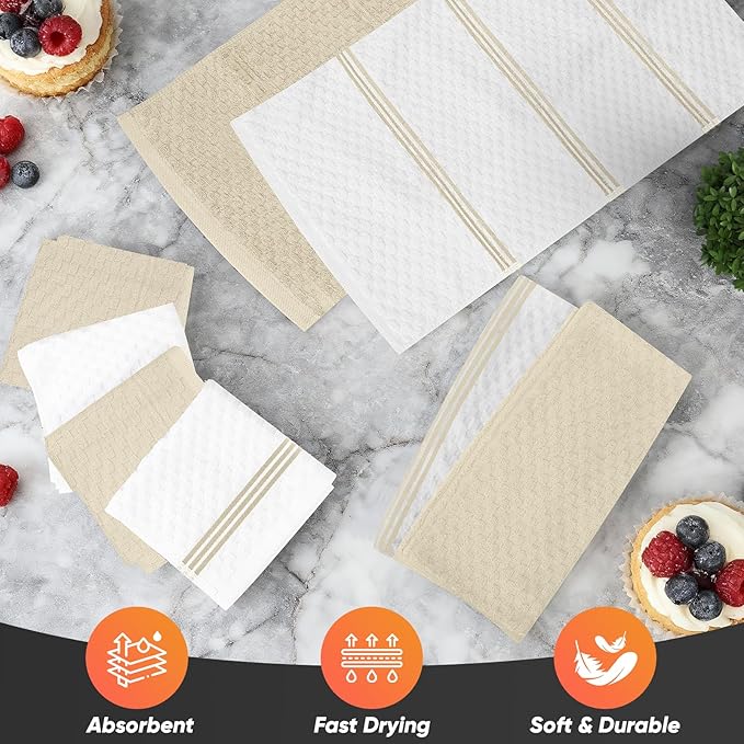 Oven Mitts Kitchen Towels and Dishcloths with Pot Holders Sets, Oven Gloves Hot Pads 500°F Heat Resistant with Silicone Grip, Include 2 Cooking Gloves/2 Potholders/4 Kitchen Towels/4 Dish Towels - Image 6