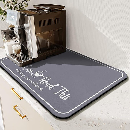 Coffee Bar Mat for Countertops 19inx12in,Absorbent Hide Stain Anti-Slip Cafe Bar Accessories Fit Under Coffee Machine Mat,dish drying mats for kitchen