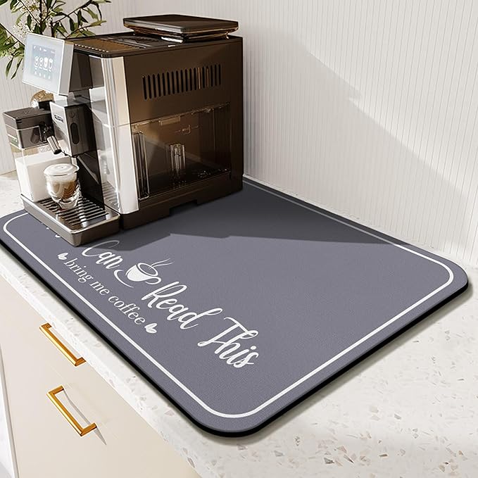 Coffee Bar Mat for Countertops 31.5inx17in,Absorbent Hide Stain Anti-Slip Cafe Bar Accessories Fit Under Coffee Machine Mat,Dish Drying mats for Kitchen
