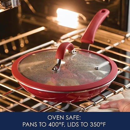 Rachael Ray Cook + Create Nonstick Cookware/Pots and Pan Set, 10 Piece, Red