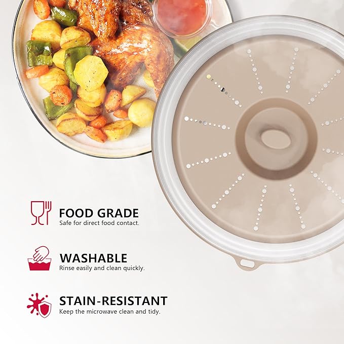 WVM Microwave Splatter Cover Vented for Food with Hook Hole, Splatter Guard & Colander Kitchen Gadget for Food, Meal Prep - Image 3