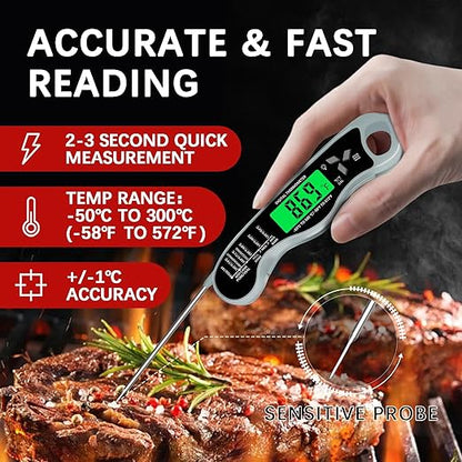 Meat Thermometer Digital，IP67 Waterproof Cooking Thermometer with Backlight, Calibration & Hold Function，Food Thermometer for Cooking,Outdoor Grilling - Image 2