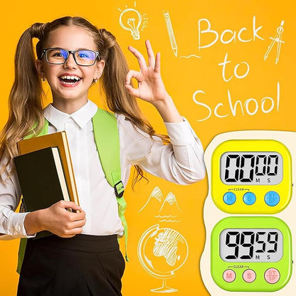 ZILLEEN Classroom Timer for Kids Teachers 2 Pack Digital Timers, Green & Yellow - Image 5