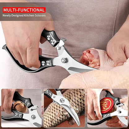 MAD SHARK Professional Heavy Duty Poultry Shears - Kitchen Shears for Spatchcocking Chicken and Meat Cutting, Multi-Purpose Kitchen Scissors for Food, Spring-loaded (Black) - Image 3