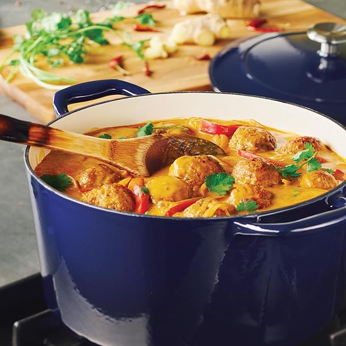 Tramontina Enameled Cast Iron Dutch Oven Pot with Lid, Round 6.5-quart, Blue - Image 3