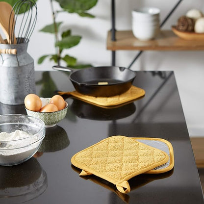 DII Basic Terry Collection Quilted 100% Cotton, Potholder, Honey Gold, 3 Piece - Image 4