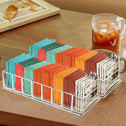 Tasybox Tea Bag Organizer, Clear Acrylic Tea Bag Holder, Tea Packet Storage for Drawer, Pantry, Kitchen, Cabinet, Countertop, 2 Pack - Image 2
