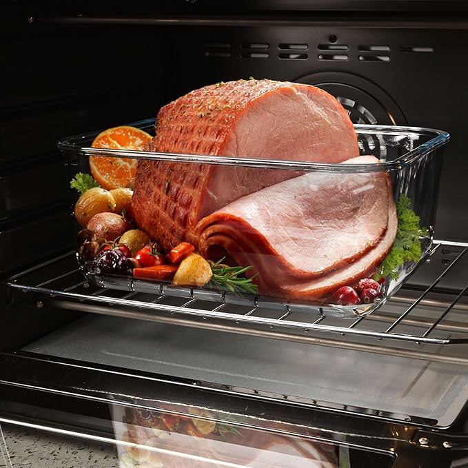 Extra Large Glass Storage Containers with Lids 200oz/6000ml - Airtight Borosilicate Large Glass Food Storage container for Rotisserie Chicken, Turkey - XL Big Glass Bowl Freezer to Oven Safe