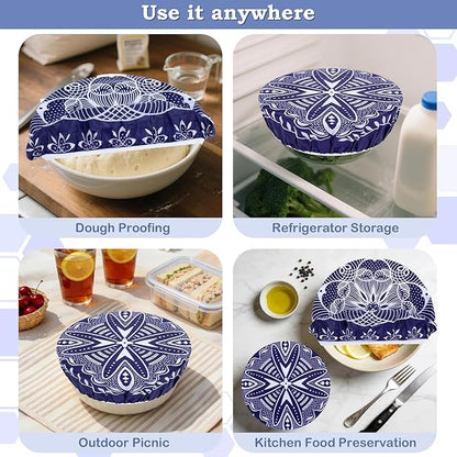 2 Large Reusable Beeswax Bowl Covers for Bread Proofing, 10/12 Inch Elastic Beeswax Wraps Cotton Cloth Sourdough Bowl Covers for Proofing Baskets, Mixer Bowls, Food Storage Containers