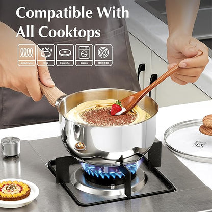 KOCH SYSTEME CS Stainless Steel Saucepan, 3 Quart Sauce Pan with Lid & Cool-Touch Bakelite Handle, 3 QT Saucepan with Lid, Induction Sauce Pan, Stainless Steel Pot 3 Quart - Image 6