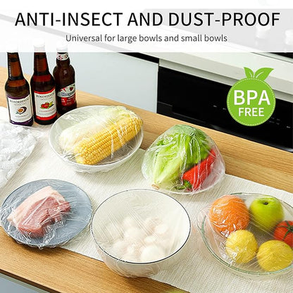 Homelove 150pcs Plastic Bowl Covers Food Cover Dish Covers, Reusable Elastic Stretch Fresh Keeping Bags, Kitchen Dining Plate Bread Proofing Food Storage Covers, Universal Kitchen Plastic Wrap - Image 3