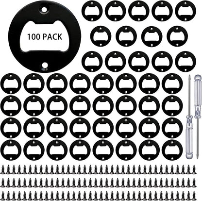 Bottle Opener Insert - 100 Sets Stainless Steel Inserts Kit with Screws Screwdriver for DIY Resin Mould Kit Hardware Parts Supply（black) by TECARATE