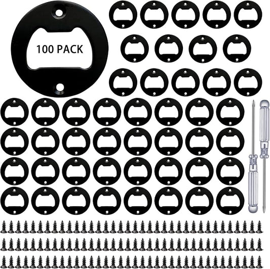 Bottle Opener Insert - 100 Sets Stainless Steel Inserts Kit with Screws Screwdriver for DIY Resin Mould Kit Hardware Parts Supply（black) by TECARATE