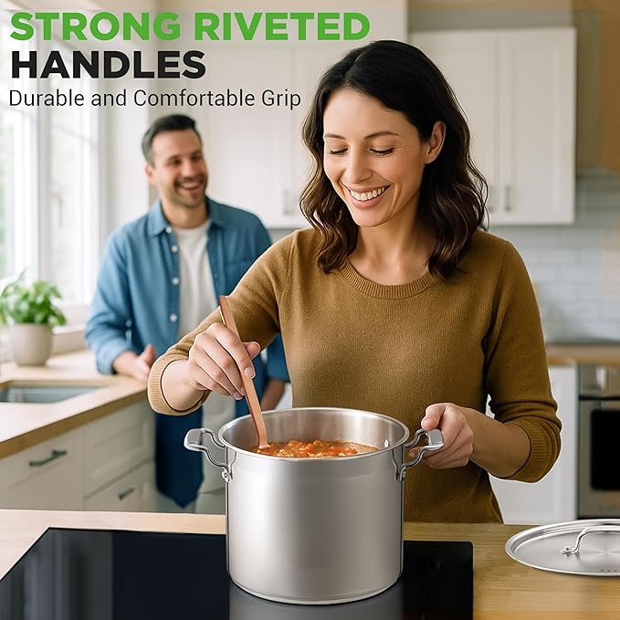 NutriChef 12-Quart Stainless Steel Stockpot with Stainless Steel Lid - 18/8 Food Grade Heavy Duty Large Stock Pot for Stew & Soup, Works w/Induction - Image 9