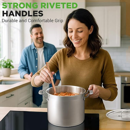 NutriChef 12-Quart Stainless Steel Stockpot with Stainless Steel Lid - 18/8 Food Grade Heavy Duty Large Stock Pot for Stew & Soup, Works w/Induction - Image 9