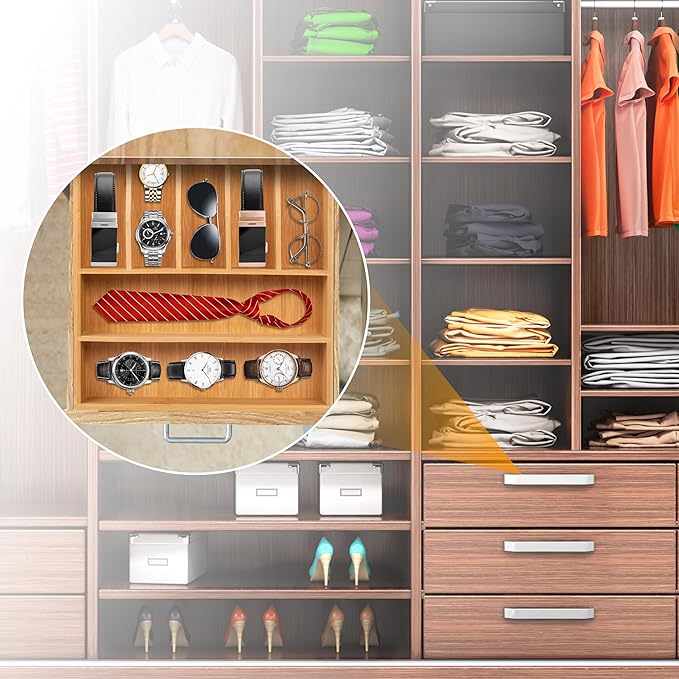 Bellsal Bamboo Silverware Drawer Organizer, Kitchen Utensil Drawer Organizers, 12"x15.7" Utensils Holder Cutlery Tray with Grooved Drawer Dividers for Kitchen Flatware Bedroom Office(7 Slot, Natural) - Image 7