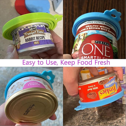 4 Pack Pet Food Can Cover Silicone Can Lids for Dog and Cat Food(Universal Size, One fit 3 Standard Size Food Cans) - Image 3