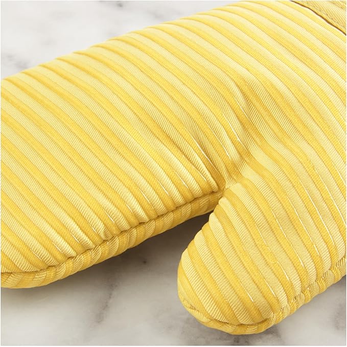 KITCHENAID Quilted Cotton Terry Cloth Oven Mitt, Pot Holder, Kitchen Towel 4-Pack Set, Heat Resistant, Silicone Grip, 16"x26", 7"x13" & 7"x10", Butter Yellow - Image 5