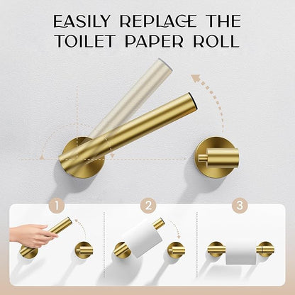 Day Moon™ - Toilet Paper Holder - Modern Roll Holder for Bathroom - 1 Pack - Wall Mount - Classic, Gold - Image 3