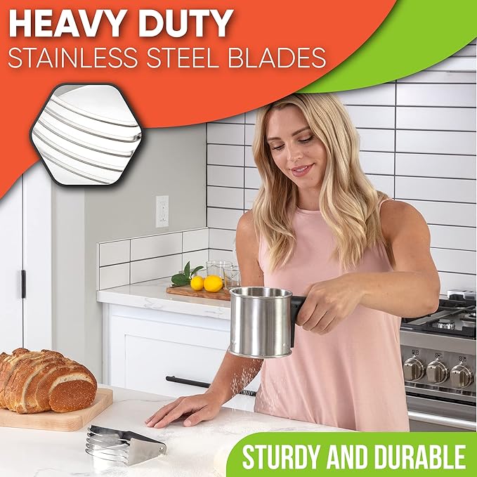 Spring Chef Dough Blender, Top Professional Pastry Cutter with Heavy Duty Stainless Steel Blades, Medium Size, Black - Image 4