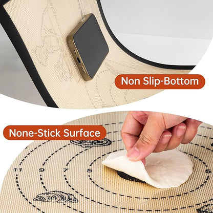 Silicone Baking Mat with 10 Recipes, Non Stick Silicone Pastry Mat, Kneading Dough Rolling Mat Silicone Mats for Baking Cookie, bread, Pizza, Surdough, Extra Thick Oven Mat & Dishwasher Safe - Image 8