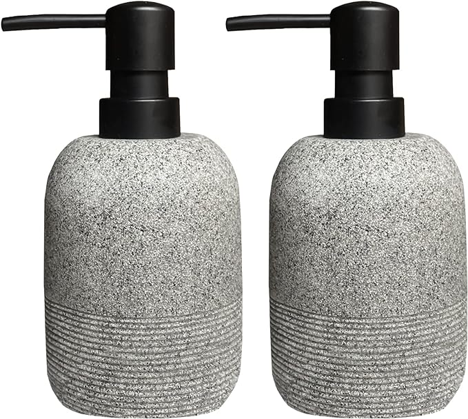 GalDal 2pcs/Set Grey Soap Lotion Dispenser with A Spare Pump,Liquid Hand Soap Dispenser Sets for Bathroom Countertop, Soap Dispenser for Kitchen. by GalDal