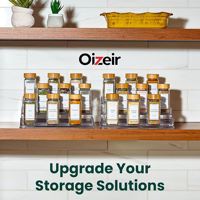 Oizeir Clear Spice Rack (2-Pack) – 3-Tier Acrylic Organizer for Cabinet – Deep Spice Shelf – 10.4 x 9.6 x 4 Inches – Holds Seasoning and Condiments - Image 6
