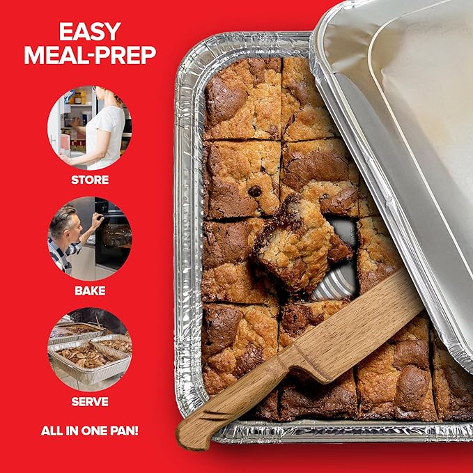 Stock Your Home (Set of 30) 9 x 13 Disposable Aluminum Pans with Lids - (30) Heavy Duty Foil Pans with Lids 9x13 (30) Foil Pan Covers, Food Catering Containers for Baking, Cooking, Heating, Storage - Image 4