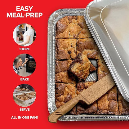Stock Your Home (Set of 30) 9 x 13 Disposable Aluminum Pans with Lids - (30) Heavy Duty Foil Pans with Lids 9x13 (30) Foil Pan Covers, Food Catering Containers for Baking, Cooking, Heating, Storage - Image 4