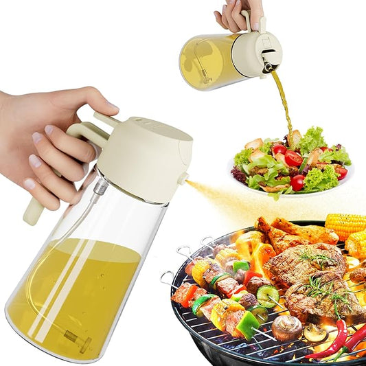 Marbrasse Oil Dispenser for Kitchen,20 OZ /600ml Leakproof Glass Oil Bottle with Auto Flip Cap,Olive Oil Dispenser for Kitchen Cooking（Beige） by Marbrasse