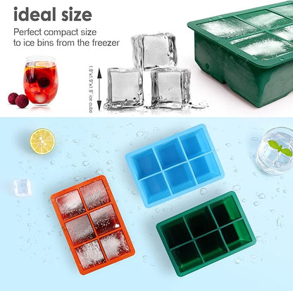 Excnorm Silicone Ice Cube Trays 3 Pack - Large Size Silicone Ice Cube Molds with Leak Proof Removable Lid Square Ice Cube Tray And BPA Free for Cocktail,Whiskey, Stackable Flexible Ice - Image 4
