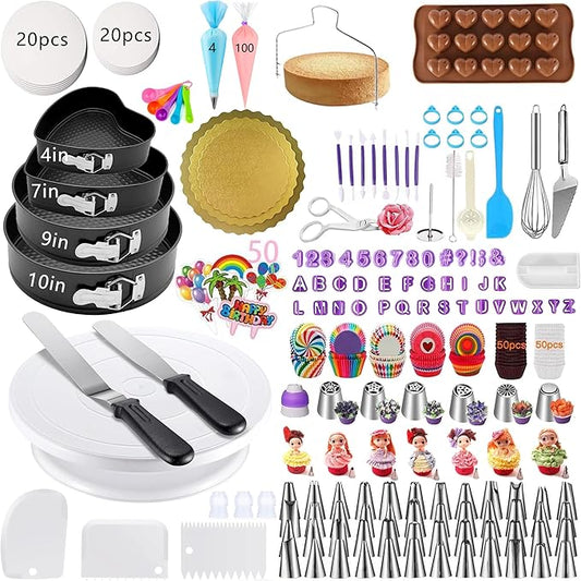 540PCS Cake Decorating Kit - Baking Supplies with 4 Springform Pans, Rotating Turntable, Decorating Tools, Cake Baking Supplies Set for Beginners by GZMAISULEE