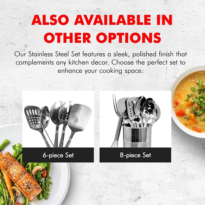 Chef Craft - 8 Piece Stainless Steel Kitchen Utensils Set with Utensil Holder - Image 7