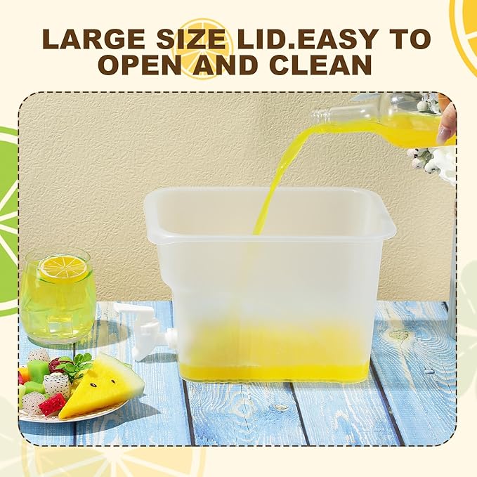 Mumufy 2 Pcs 1.32 Gallon Drink Dispensers for Parties with Spigot Plastic Beverage Dispenser for Fridge Juice Lemonade Container with Marker Sticker Family Daily Use