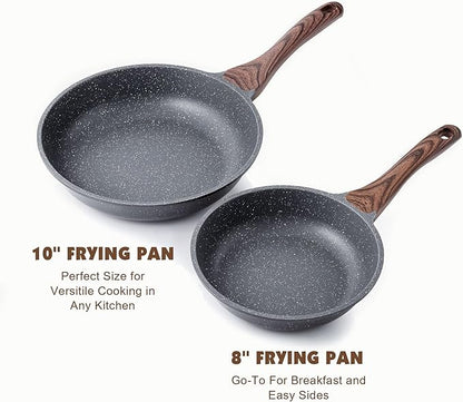 SENSARTE Nonstick Frying Pan Skillet, Swiss Granite Coating Omelette Pan, Healthy Stone Cookware Chef's Pan, PFOA Free (8/9.5/10/11/12.5 Inch) (8 Inch) - Image 8