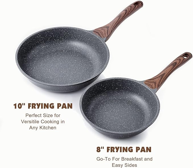 SENSARTE Nonstick Frying Pan Skillet, Swiss Granite Coating Omelette Pan, Healthy Stone Cookware Chef's Pan, PFOA Free (8/9.5/10/11/12.5 Inch) (10 Inch) - Image 8