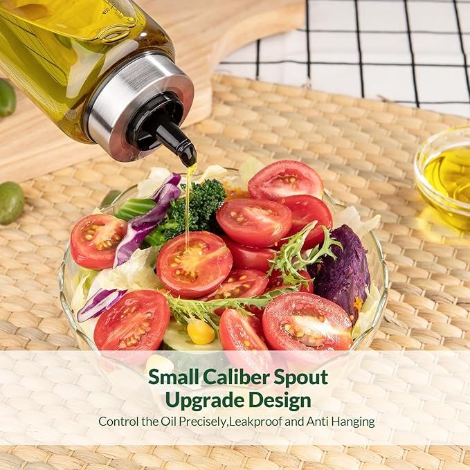 hotder Oil Bottles, Olive Oil Dispenser, Oil Dispenser Bottles, Oil Dispenser, Oil Dispenser Bottle for Kitchen, Glass Oil Bottle 500ml, Easy Refill & Cleaning Non-Drip Spout (450ML) - Image 3
