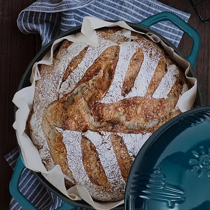 Flavehc Cast Iron Bread Oven With Cloche Lid for Baking - Blue Enameled Dutch Oven With Dome Lid for Sourdough - 5 qt - Image 9