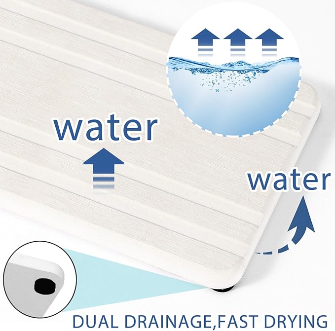 2PCS Water Absorbing Stone Tray,Quick Drying Stone Sink Tray,Water Absorbent Diatomite Coasters for Bathroom Counter and Kitchen Sink, Used for Hand Soap Dish Cosmetic Bottles Toothbrush Holders - Image 2