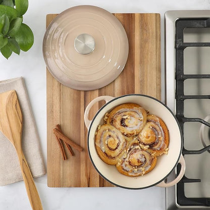 Gibson Home Addlestone 2.65 Qt Enameled Cast Iron Dutch Oven Pot with Lid – Round, Oven Safe to 500°F, Ideal for Bread Baking & Stews - Gradient Taupe - Image 5