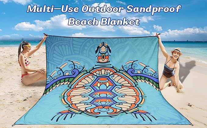 WIWIGO Beach Blanket Waterproof Sandproof Beach Mat 79" X 83"/10'x9'for 2-8 Adults Quick Drying Outdoor Picnic Mat Beach Accessories for Travel, Camping, Hiking - Image 6