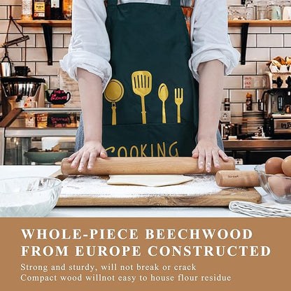 Bamber Wood Rolling Pin for Baking Large Wooden Rolling Dowel Stick Dough Roller for Cookie Dumpling Pastry Pizza Tortilla, 17.3'' by 1.6''