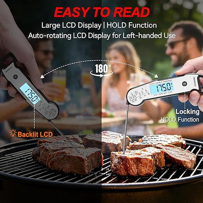 Atogou Meat Thermometer, Professional Food Thermometer, <1 Sec Instant Read, ±0.5℉ Accuracy, Thermocouple Sensor, Waterproof Digital Thermometer for Cooking, BBQ, Grill, Him Dad Birthday Gifts, Silver - Image 6