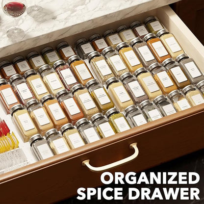 SpaceAid Bamboo White Spice Drawer Organizer, (Need 3" Deep Drawer) Expandable 4 Tier Spices Rack for Cabinet, Kitchen Seasoning Storage Insert (Jars Not Included, From 12" to 23" Wide) - Image 7