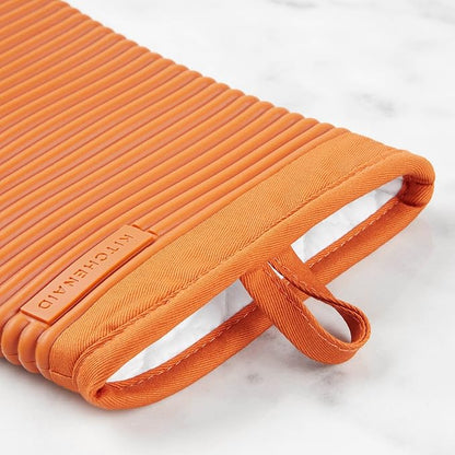 KITCHENAID Ribbed Soft Silicone Oven Mitt 2-Pack Set, 7.5"x13", Honey - Image 5